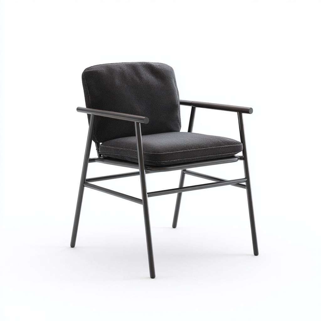 Poltrona da giardino-tessuto-metallo-62x58x86cm-nero-design moderno-Cottagonest