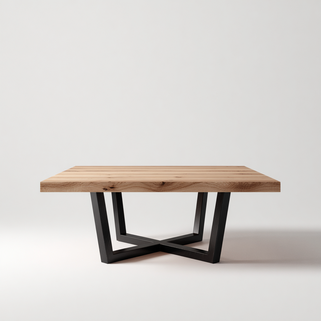 Tavolo da pranzo - legno-metallo - 180x90x76 cm - rovere naturale-nero - design moderno-Cottagonest