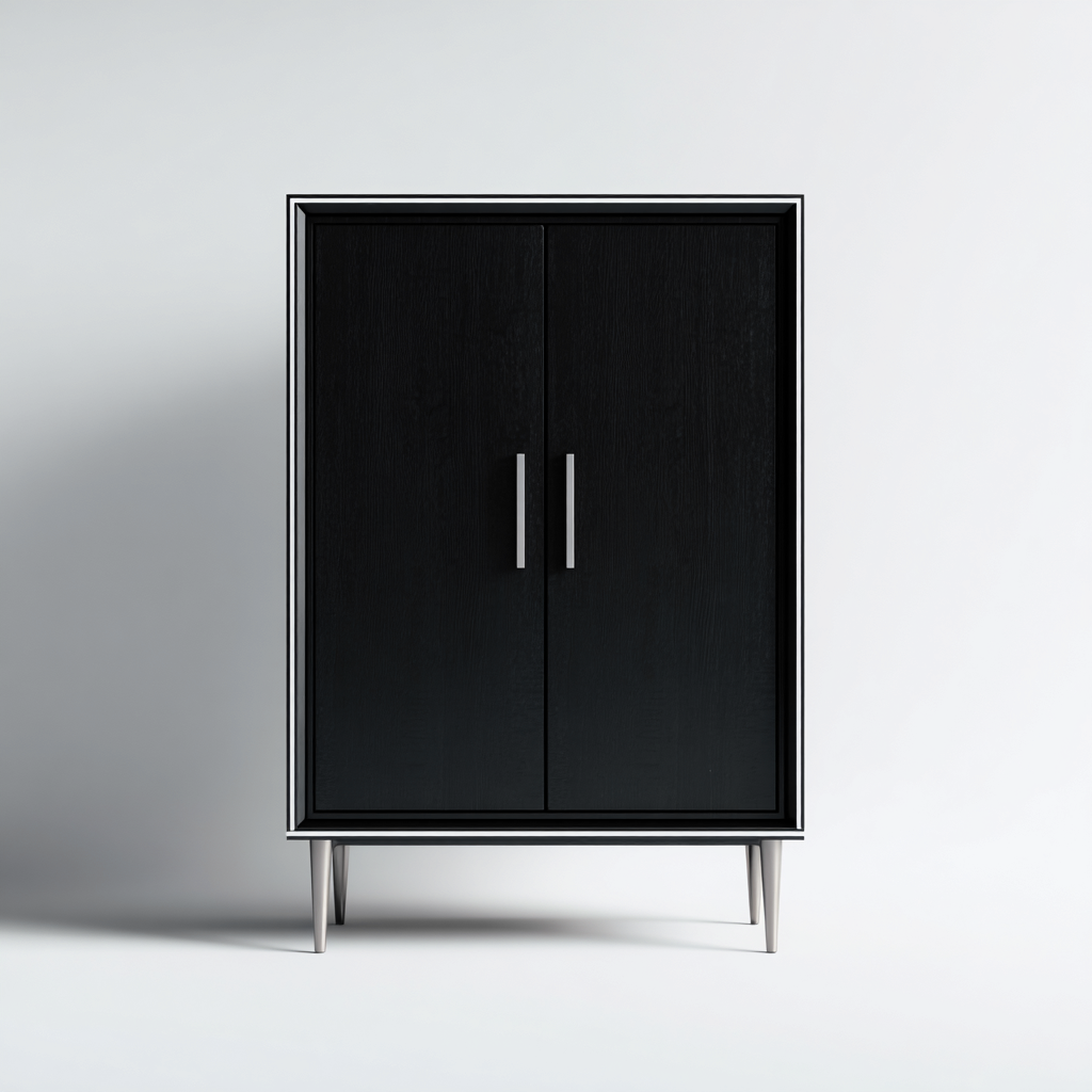 Credenza-legno-metallo-100x40x125cm-nero-design moderno-Cottagonest