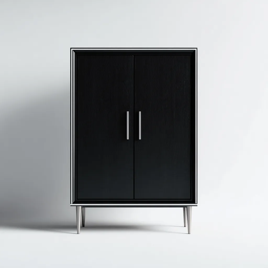 Credenza-legno-metallo-100x40x125cm-nero-design moderno-Cottagonest