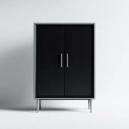 Credenza-legno-metallo-100x40x125cm-nero-design moderno-Cottagonest