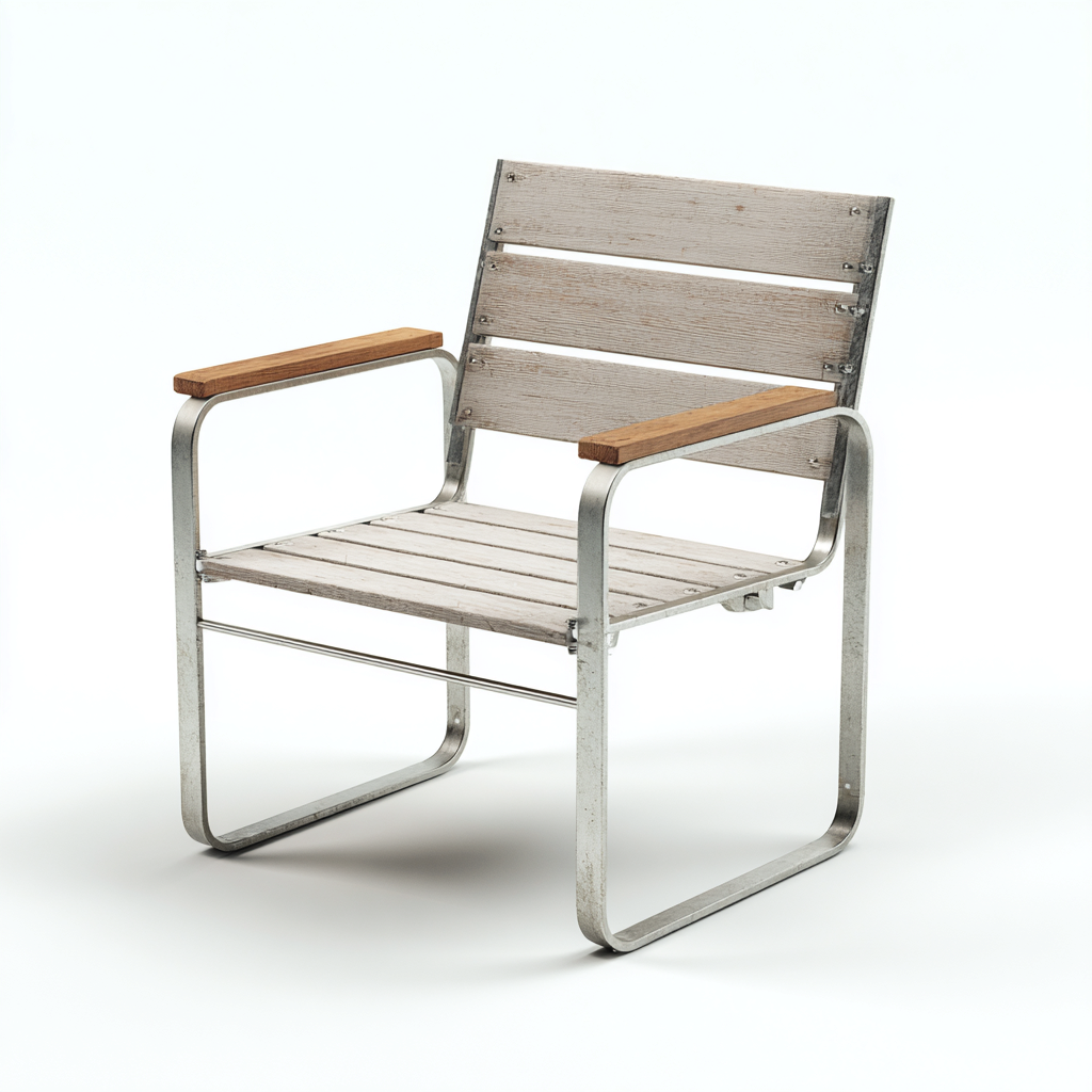 Poltrona da giardino-metallo-legno-62x57x87cm-grigio-naturale-design moderno-Cottagonest