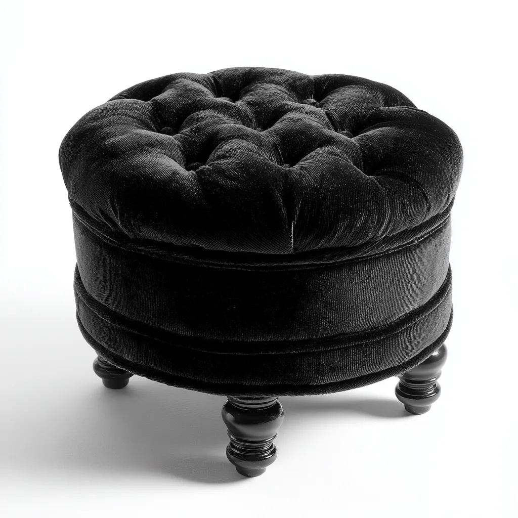 Pouf - velluto-legno - 40x40x46cm - nero - classico-Cottagonest