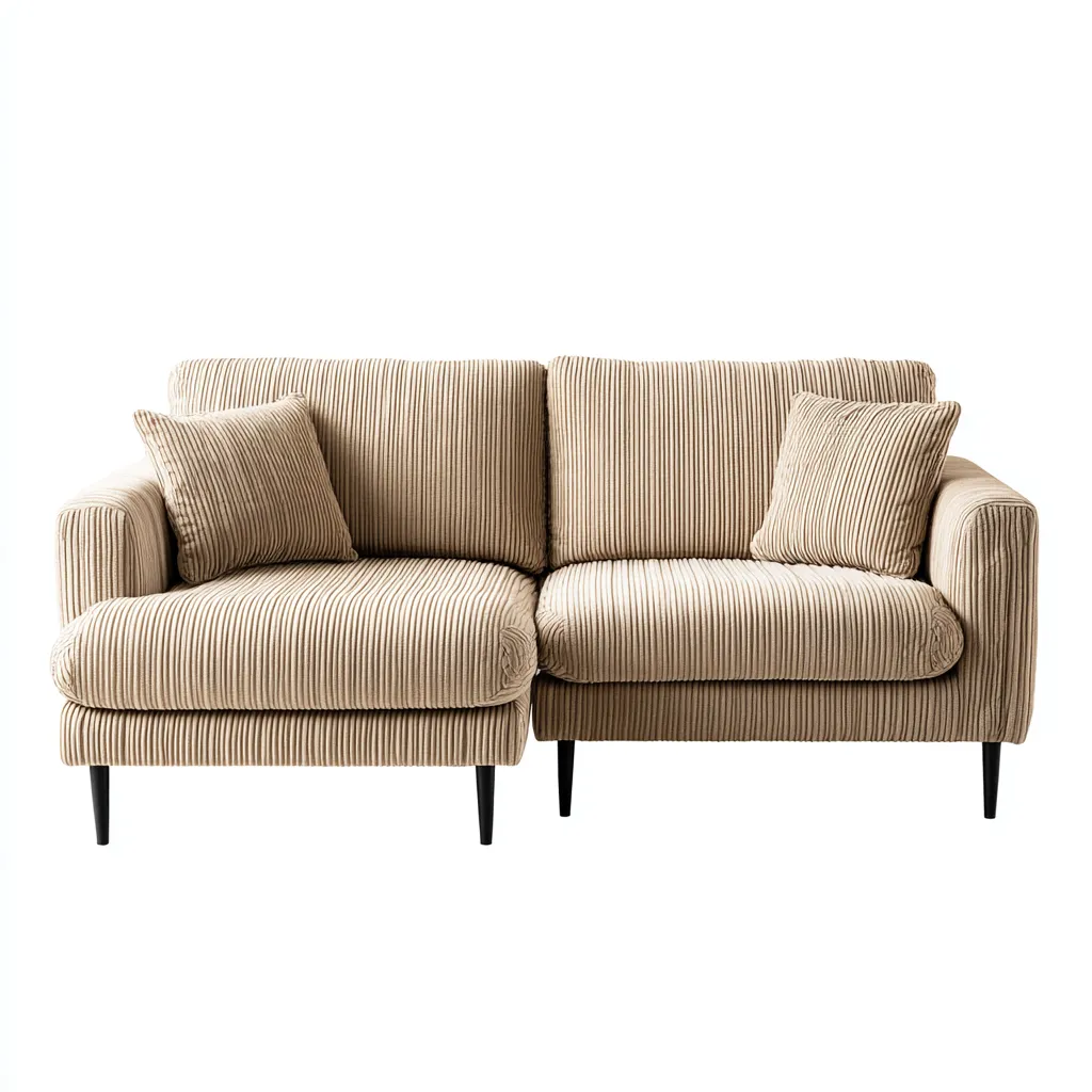 Divano angolare-tessuto-metallo-234x148x82cm-beige-design moderno-Cottagonest