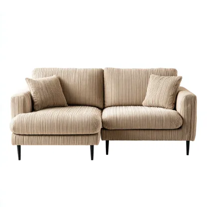 Divano angolare-tessuto-metallo-234x148x82cm-beige-design moderno-Cottagonest