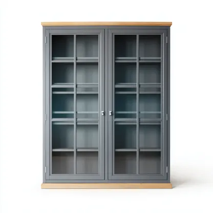 Vetrina-legno-vetro-140x42x190cm-grigio-rovere-design moderno-Cottagonest