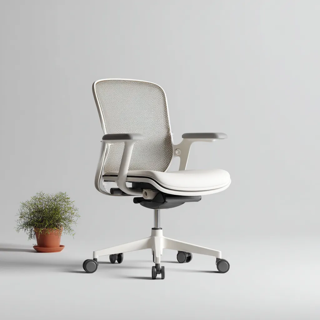 Sedia da ufficio-mesh-metallo-plastica-61x60x90cm-bianco-grigio-design ergonomico-Cottagonest