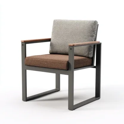 Poltrona da giardino-tessuto-metallo-legno-66x60x88cm-grigio-marrone-naturale-design moderno-Cottagonest