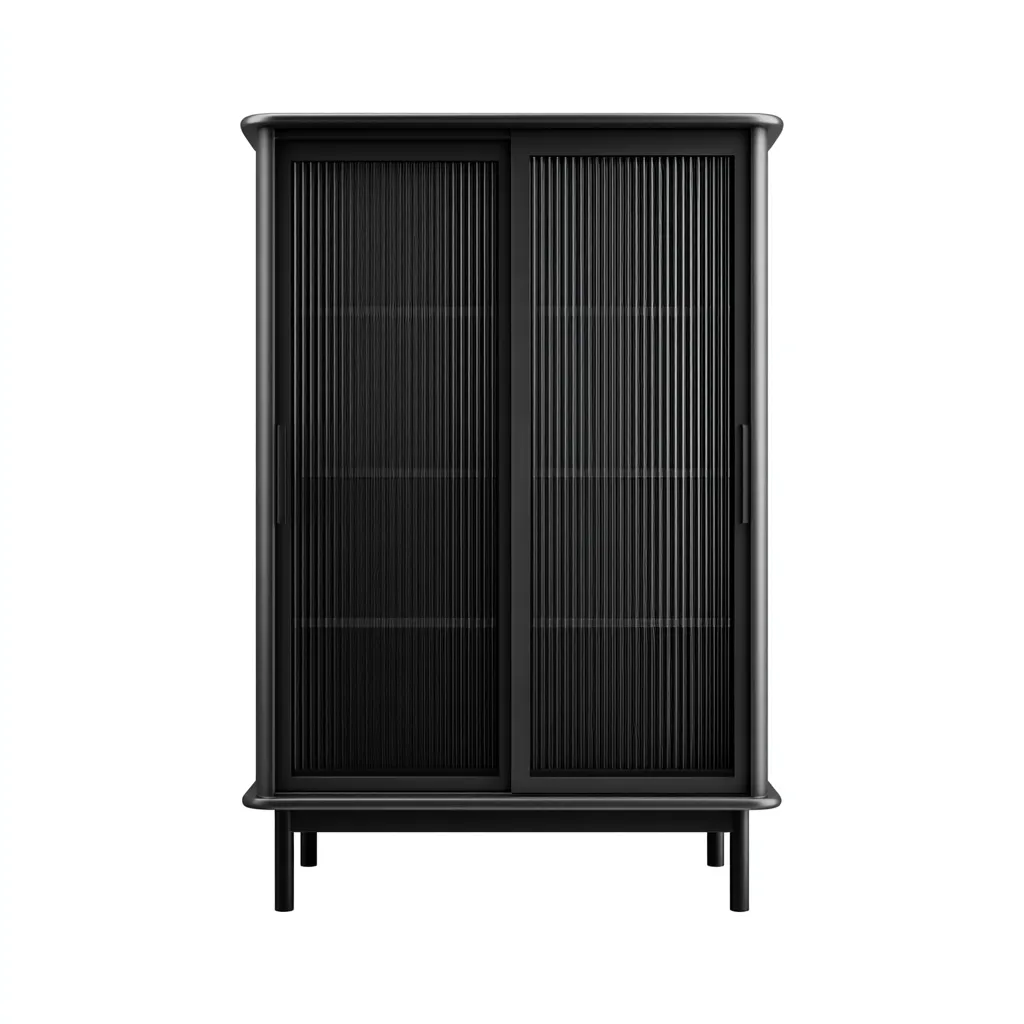 Credenza-metallo-vetro-90x45x130cm-nero-design moderno-Cottagonest