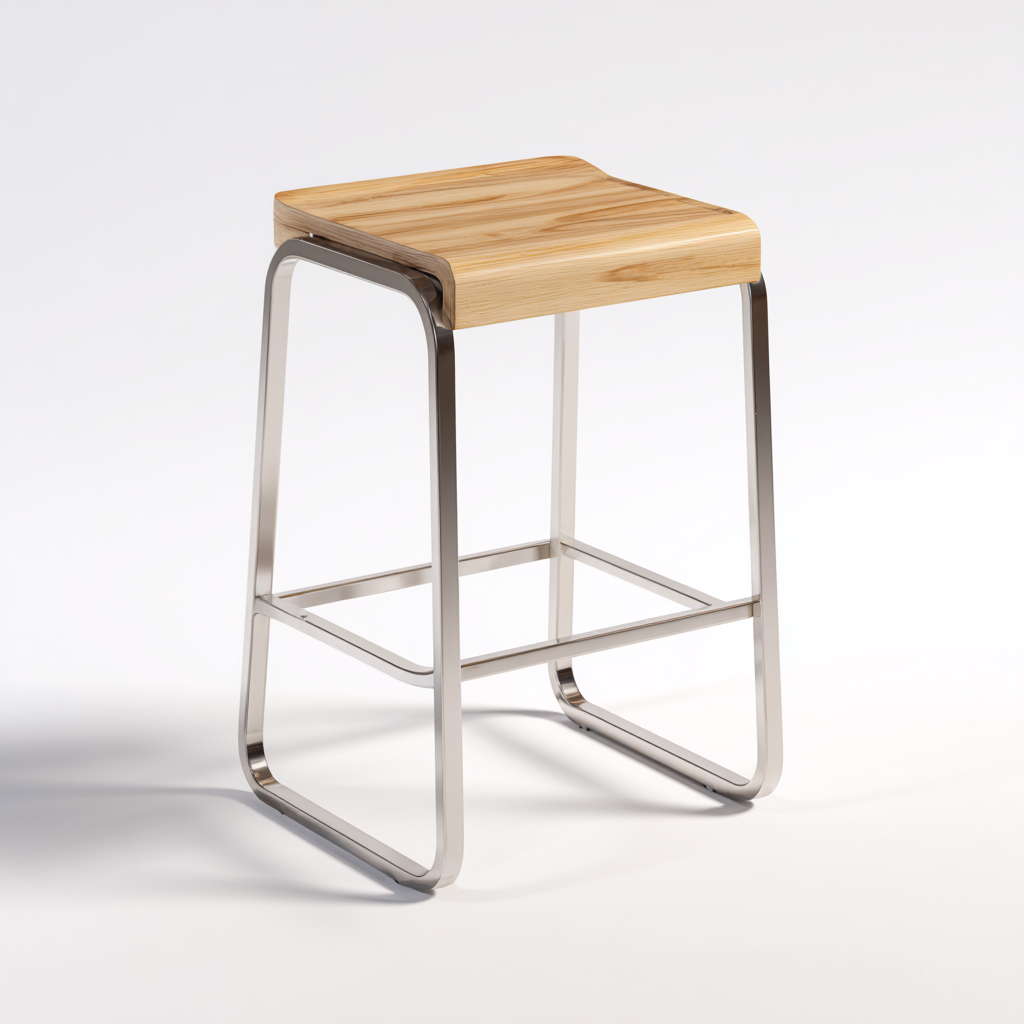 Sgabello da bar-legno-metallo-43x35x78cm-naturale-acciaio-design moderno-Cottagonest