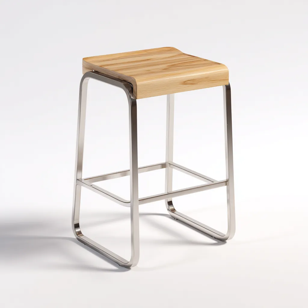 Sgabello da bar-legno-metallo-43x35x78cm-naturale-acciaio-design moderno-Cottagonest