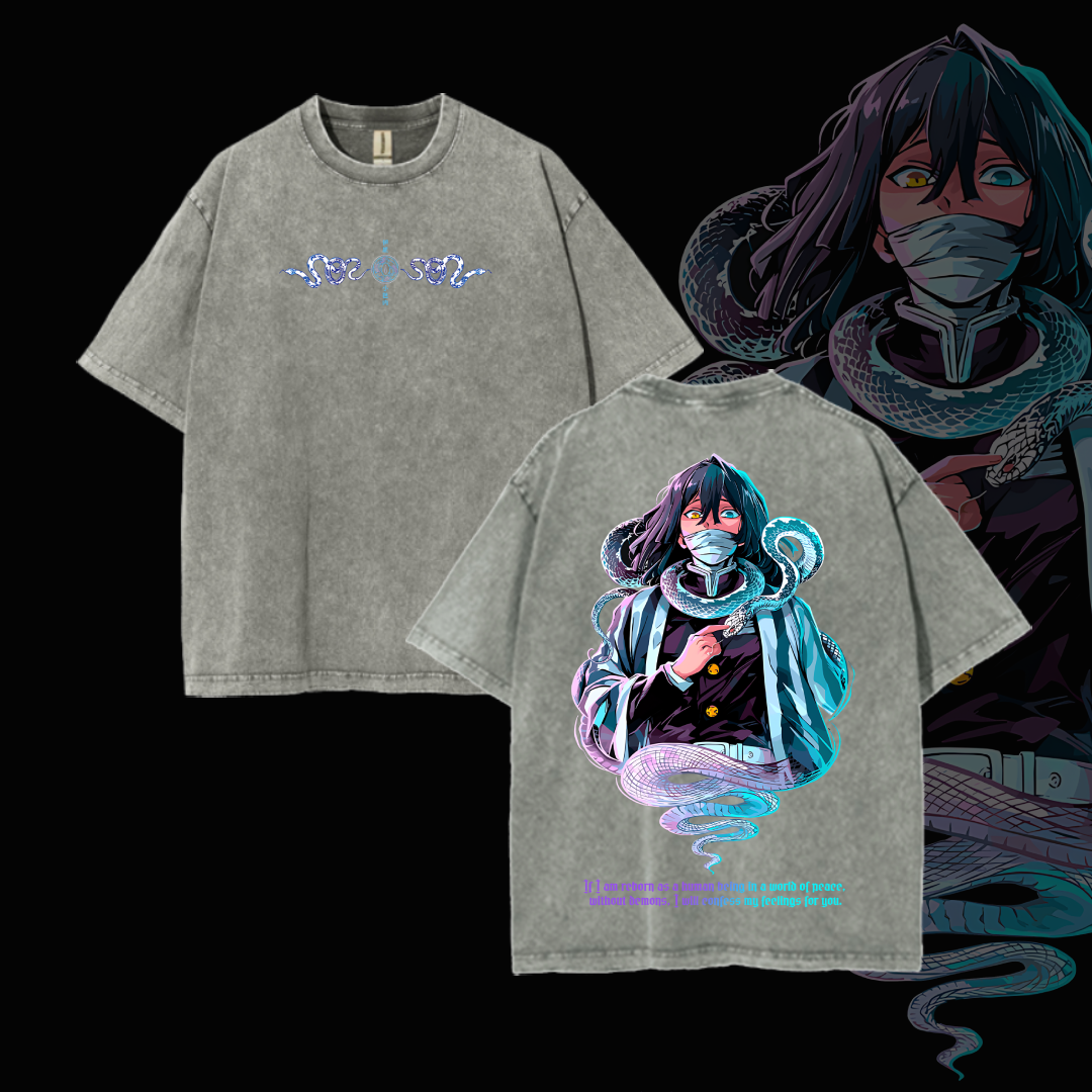 Hashira Demon Slayer Tee – Rengoku, Giyu, Tengen, Obanai, Gyomei, Mitsuri Vintage Washed Oversized T-Shirt