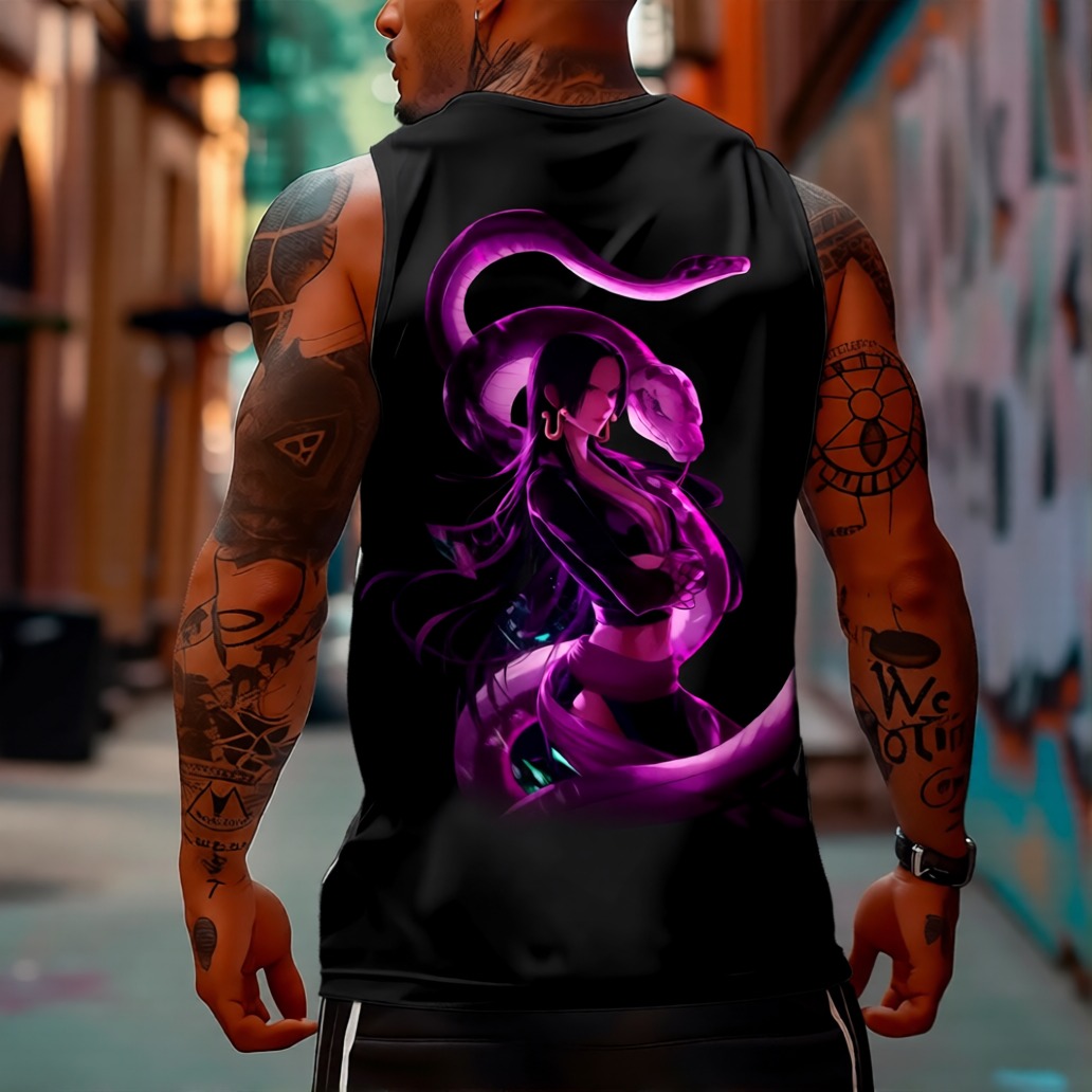 Oversized Anime Print Gym Tank Top