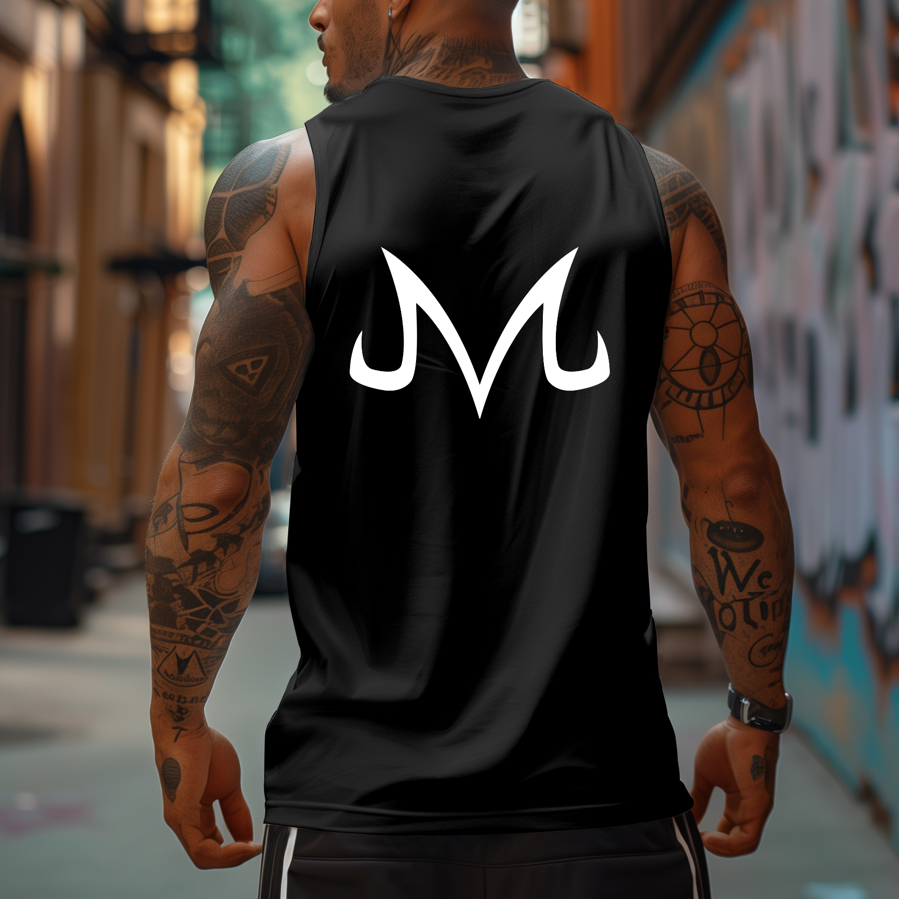 Oversized Simple Letter Anime Print Tank Top-AnimeClothe