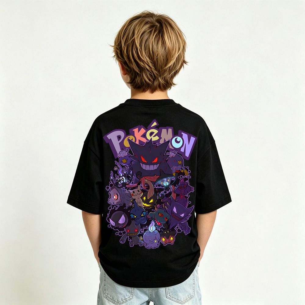 Pokémon Gengar Anime Graphic T-Shirt for Kids Cartoon Print Cotton Tee