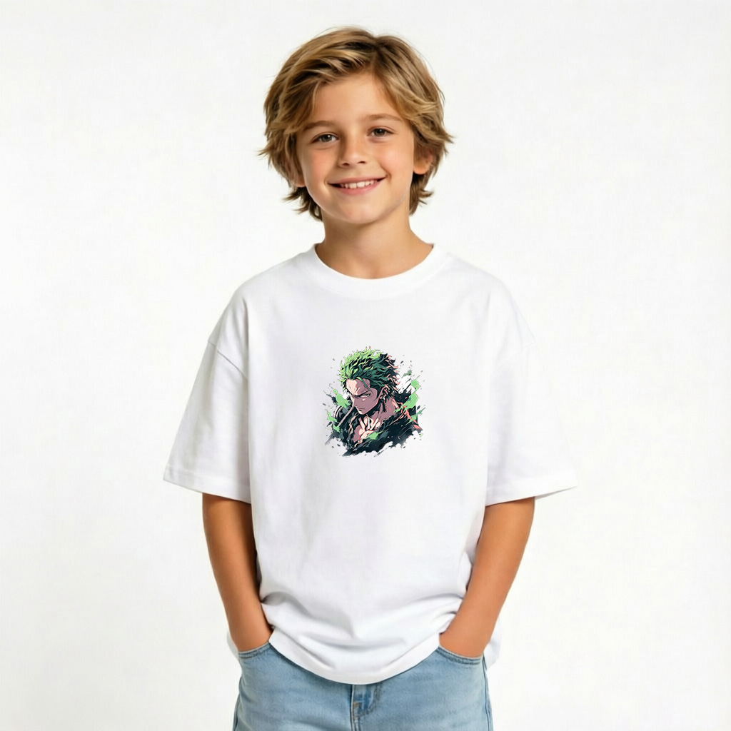 One Piece Anime Graphic T-Shirt for Zoro Kids Cartoon Print Cotton Tee