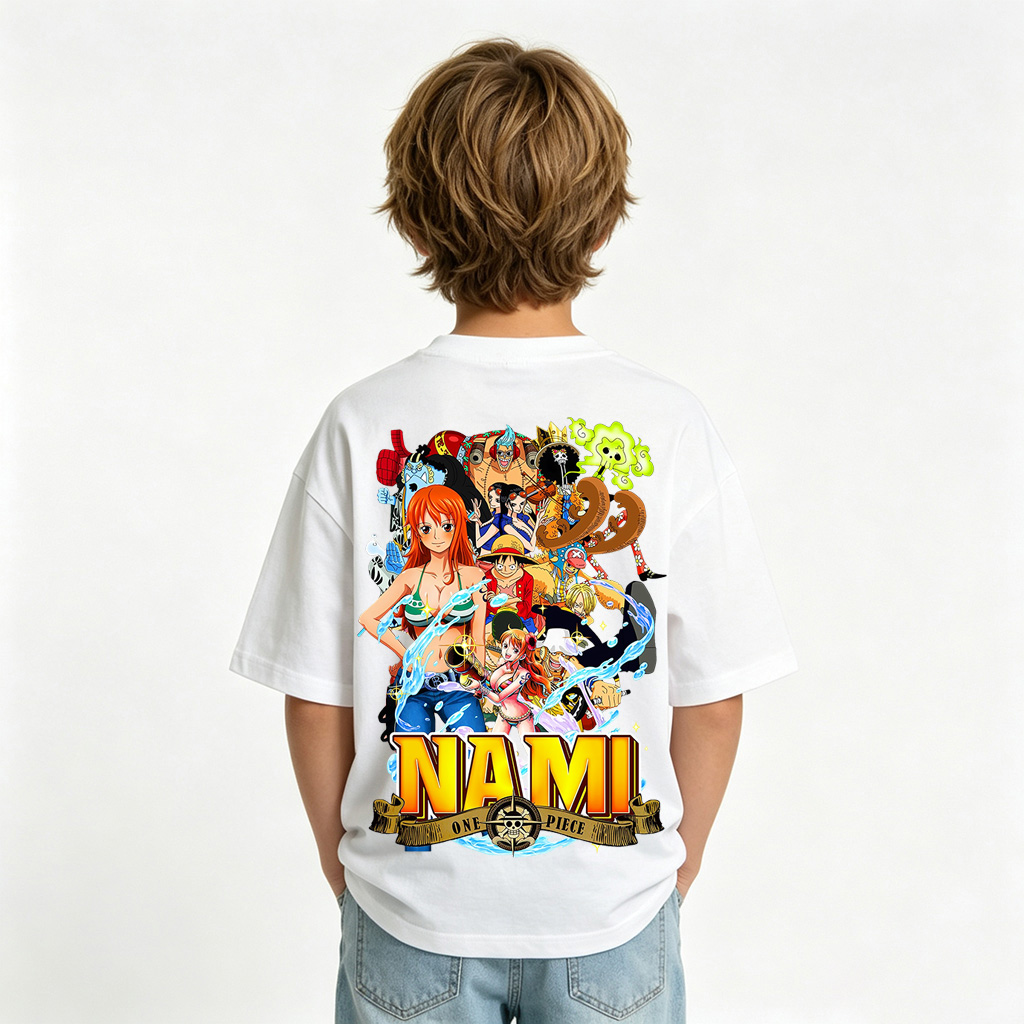 One Piece Anime Graphic T-Shirt for Nami Kids Cartoon Print Cotton Tee