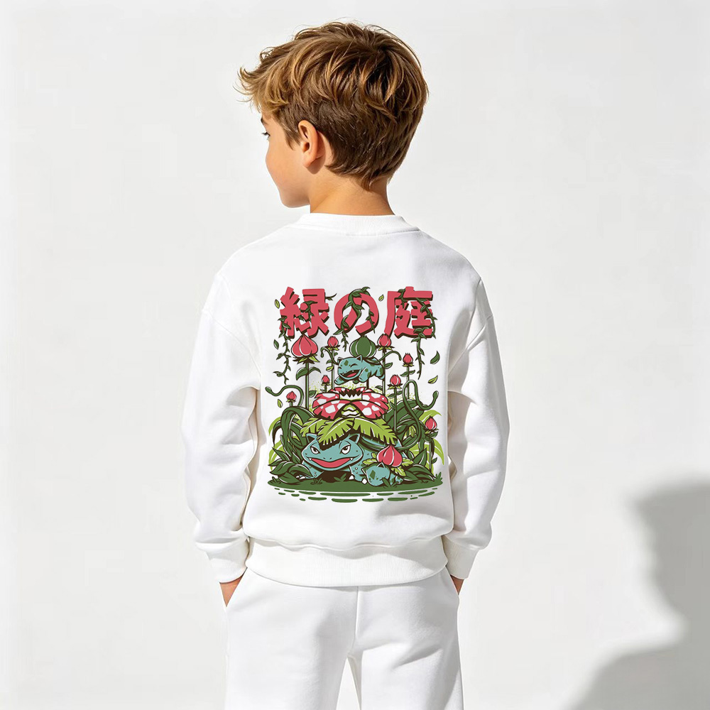Pokémon Anime Graphic Crewneck Sweatshirt for Kids Cartoon Print Cotton Tee