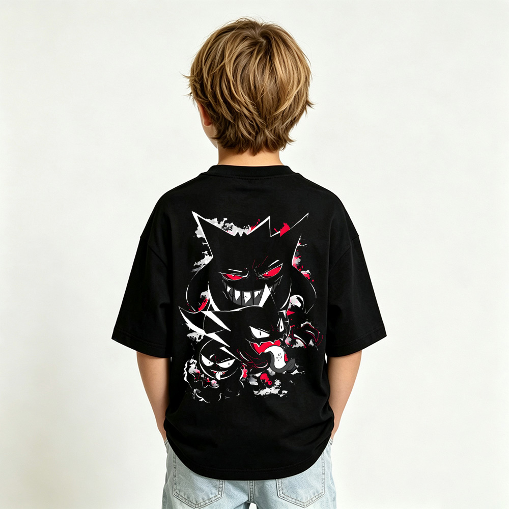 Pokémon Anime Graphic T-Shirt for Gengar Kids Cartoon Print Cotton Tee