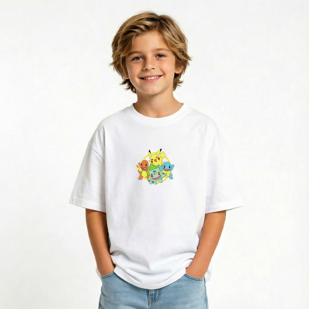 Pokémon Anime Graphic T-Shirt for Kids Cartoon Print Cotton Tee