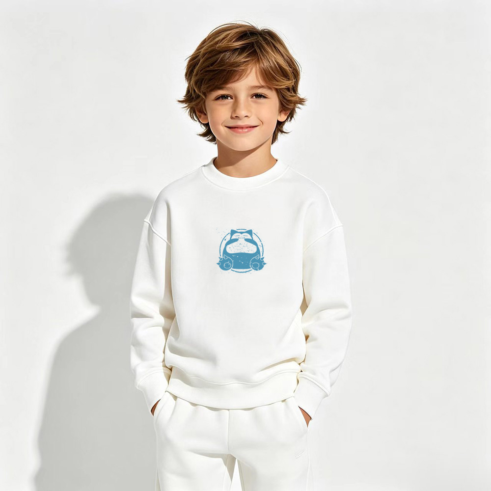 Pokémon Anime Graphic Crewneck Sweatshirt for Snorlax Kids Cartoon Print Cotton Tee