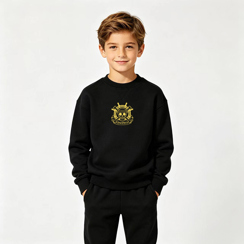 One Piece Anime Graphic Crewneck Sweatshirt for Sanji Kids Cartoon Print Cotton Tee