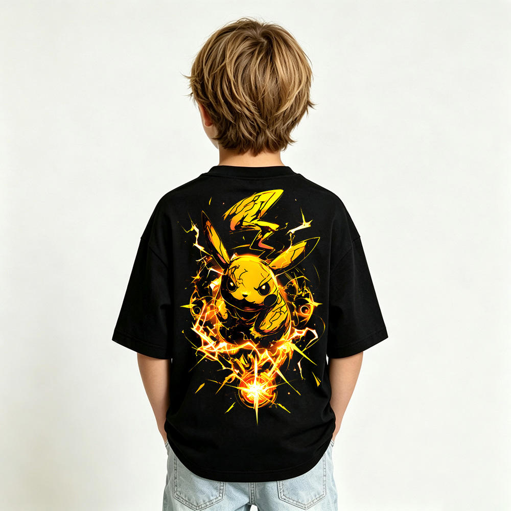 Pokémon Anime Graphic T-Shirt for Pikachu Kids Cartoon Print Cotton Tee
