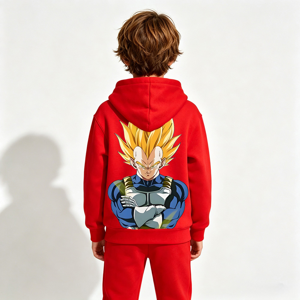 Dragon Ball Vegeta Anime Graphic Hoodie for Kids Cartoon Print Cotton Tee