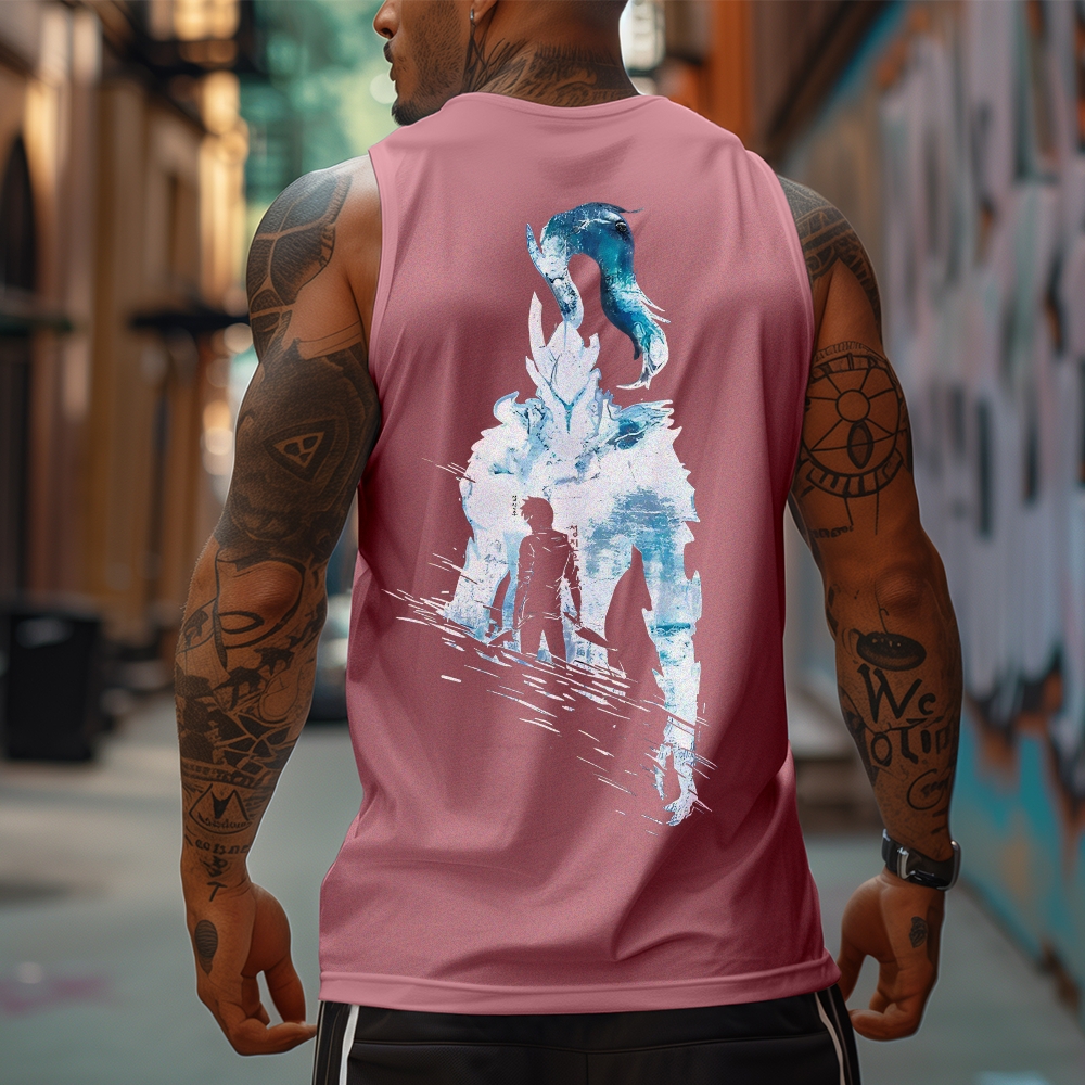 Oversized Anime Print Gym Tank Top-AnimeClothe