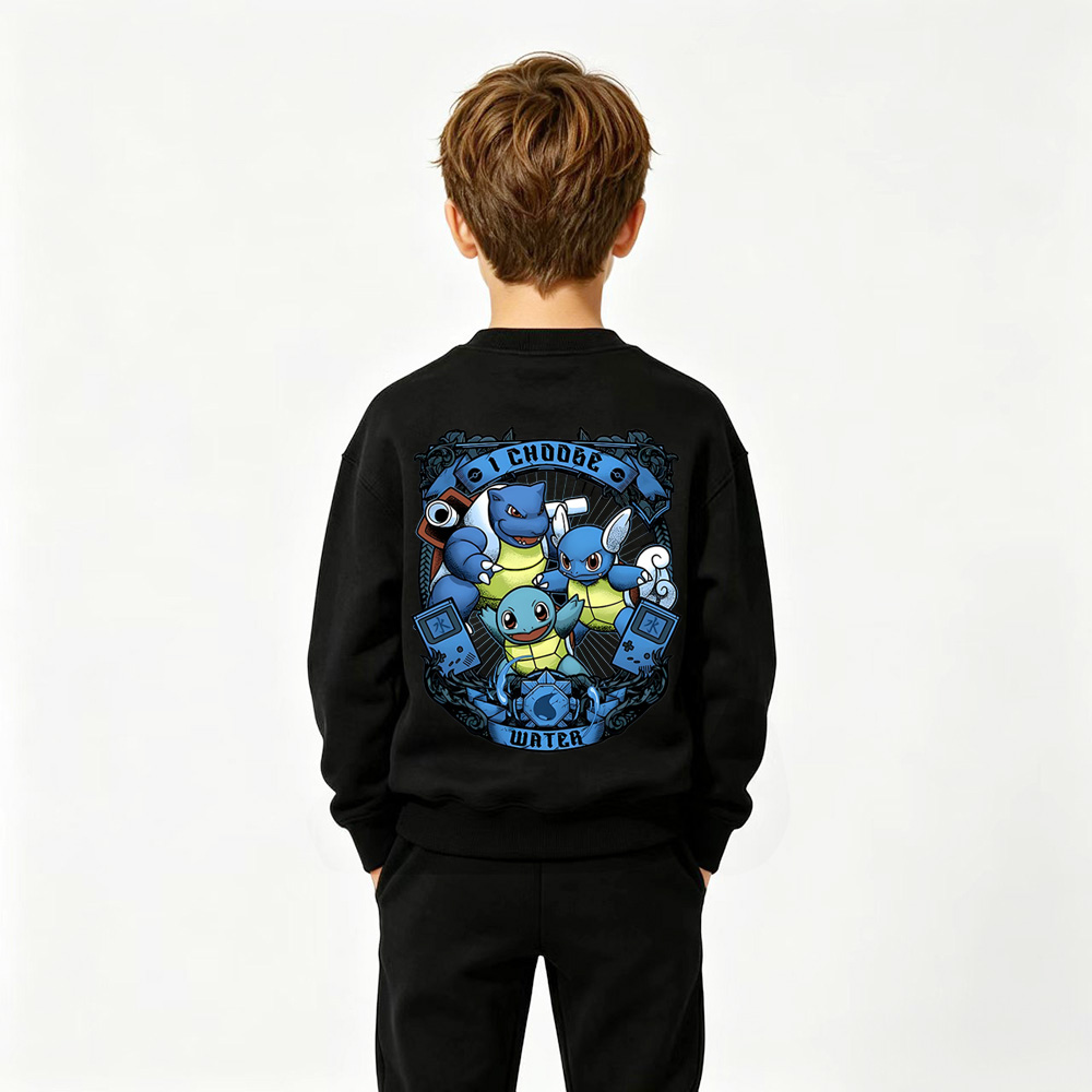 Pokémon Anime Graphic Crewneck Sweatshirt for Kids Cartoon Print Cotton Tee