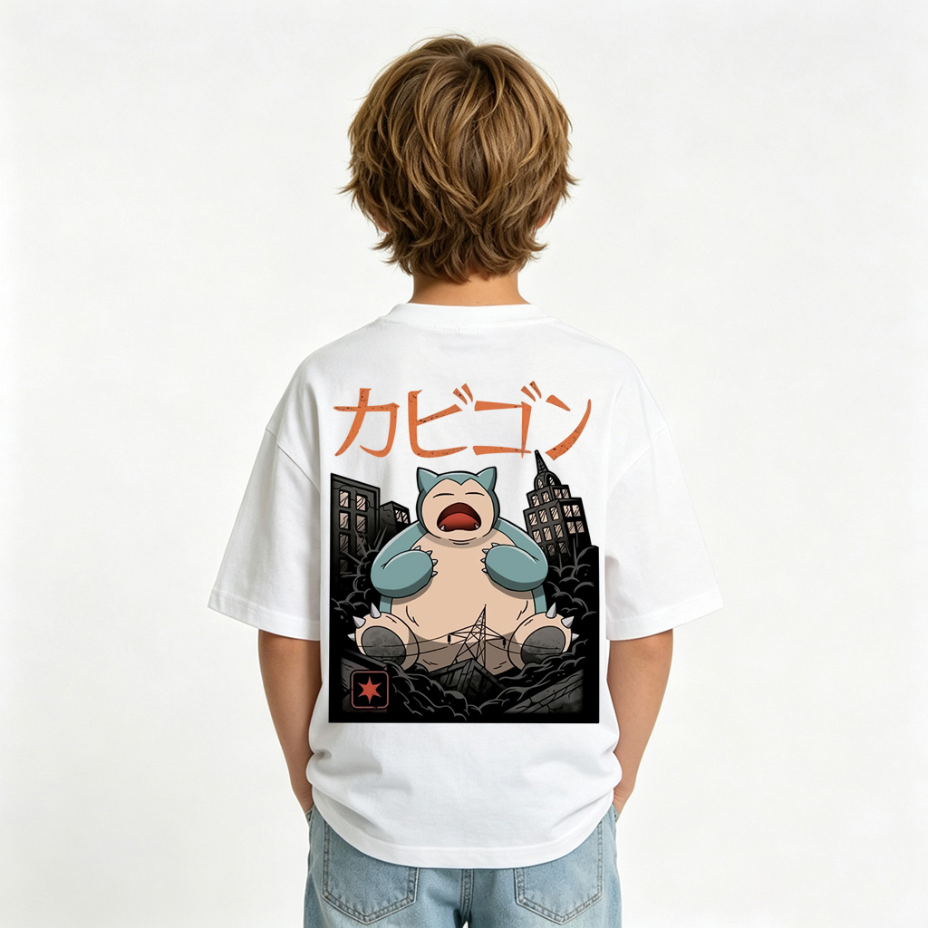 Pokémon Anime Graphic T-Shirt for Snorlax Kids Cartoon Print Cotton Tee