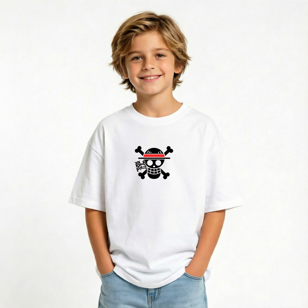 One Piece Anime Graphic T-Shirt for Luffy Kids Cartoon Print Cotton Tee