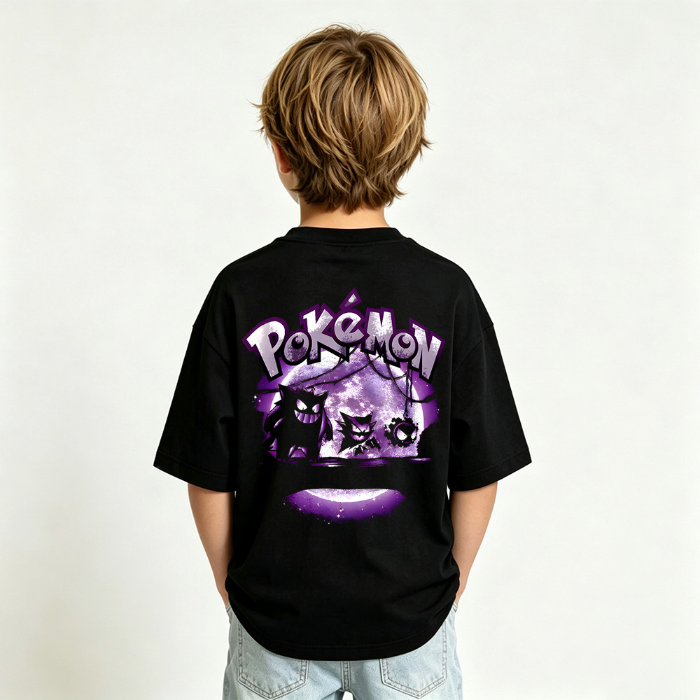 Pokémon Anime Graphic T-Shirt for Gengar Kids Cartoon Print Cotton Tee
