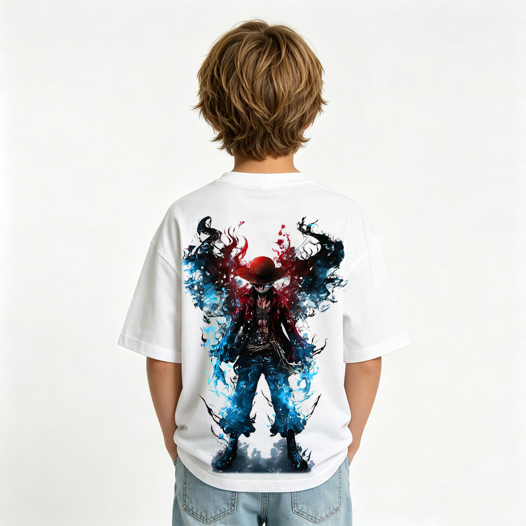 One Piece Anime Graphic T-Shirt for Luffy Kids Cartoon Print Cotton Tee