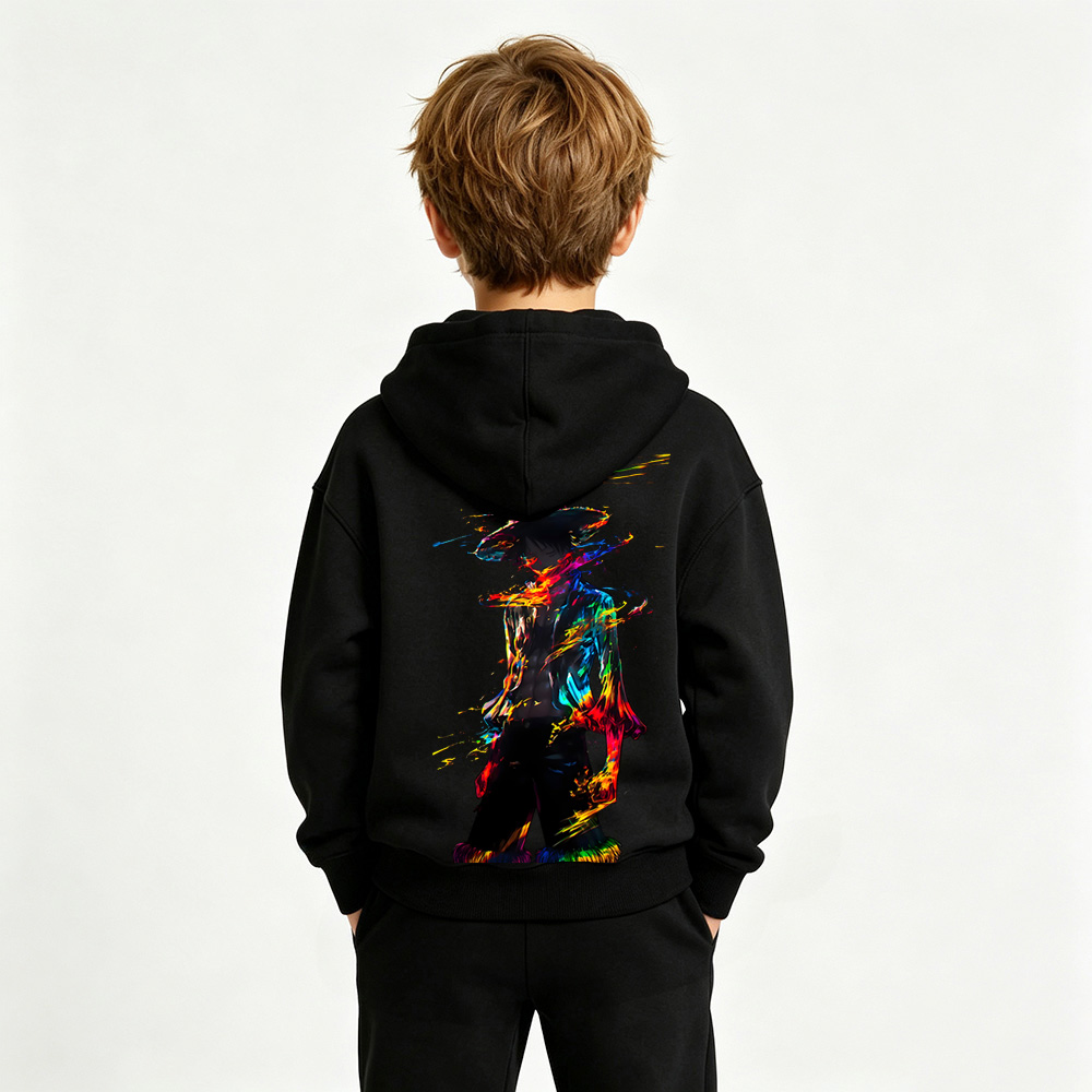 One Piece Anime Graphic Hoodie for Luffy Kids Cartoon Print Cotton Tee