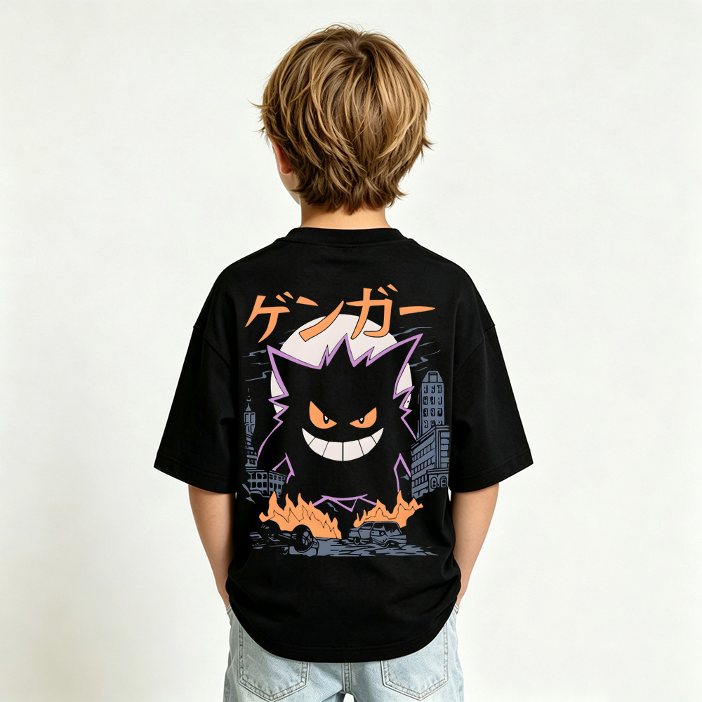 Pokémon Anime Graphic T-Shirt for Gengar Kids Cartoon Print Cotton Tee