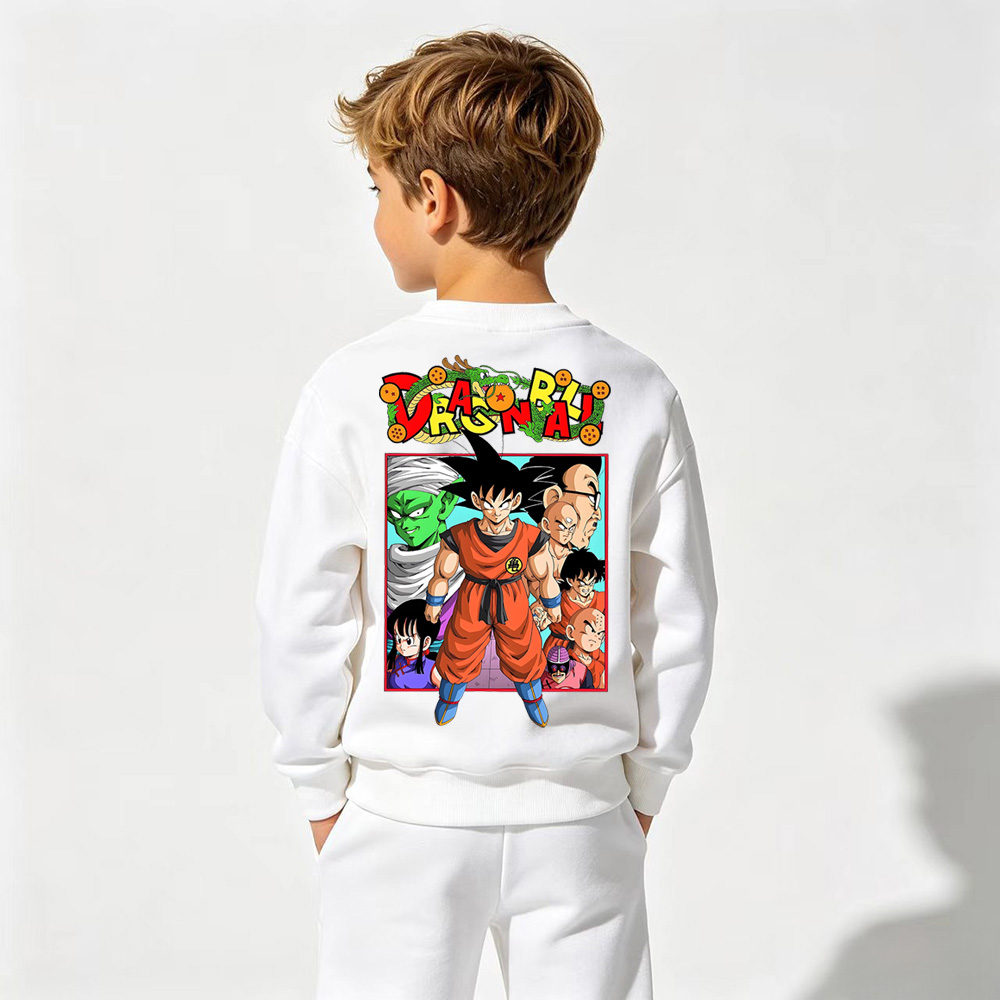 Dragon Ball Anime Graphic Crewneck Sweatshirt for Kids Cartoon Print Cotton Tee