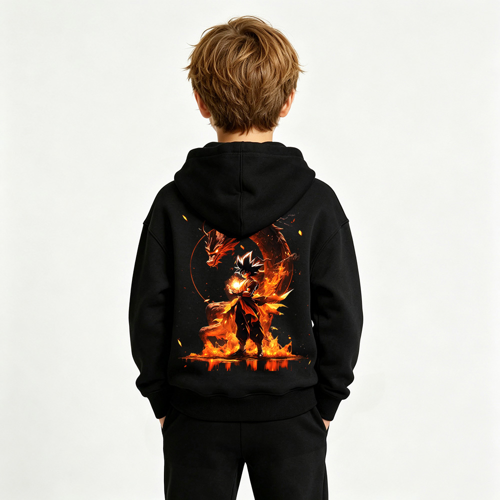 Dragon Ball Anime Graphic Hoodie for Goku Kids Cartoon Print Cotton Tee