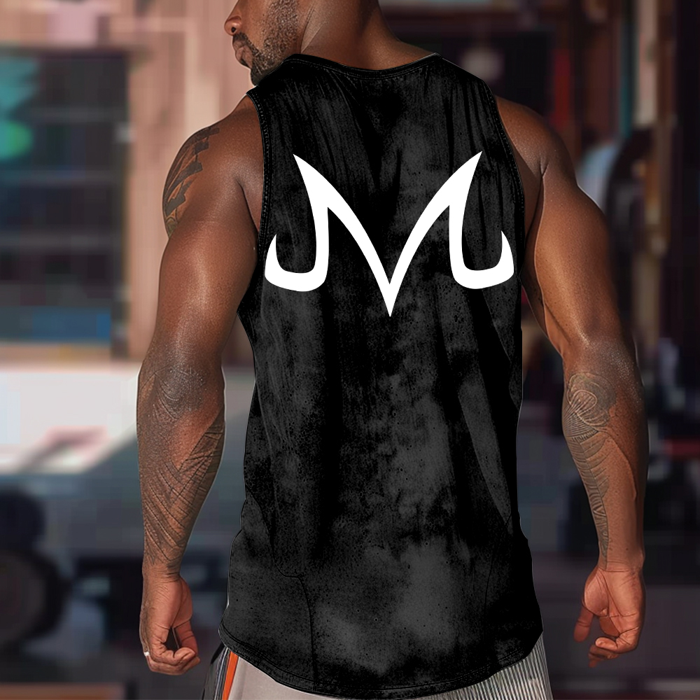 Oversized Simple Letter Anime Print Tank Top-AnimeClothe