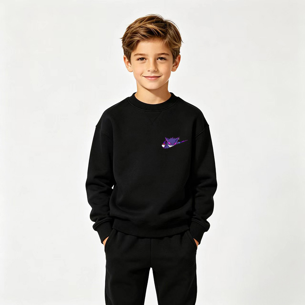 Pokémon Anime Graphic Crewneck Sweatshirt for Gengar Kids Cartoon Print Cotton Tee