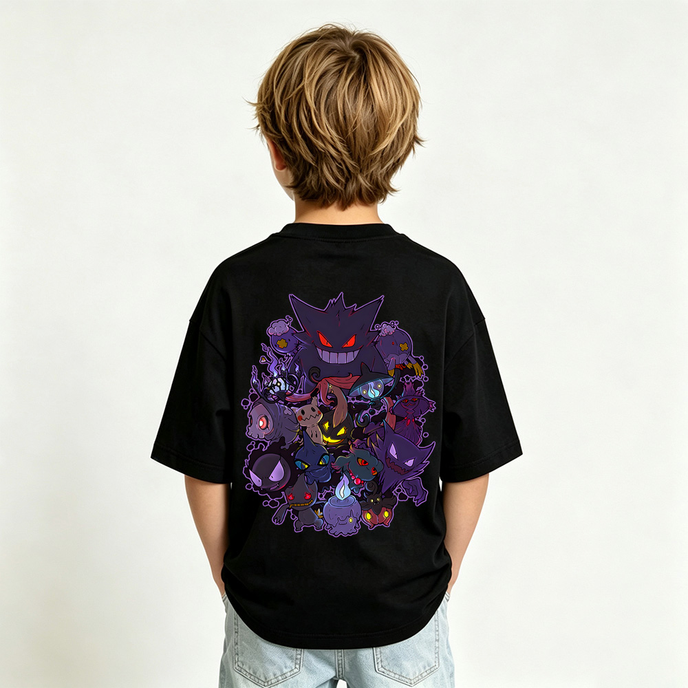 Pokémon Anime Graphic T-Shirt for Gengar Kids Cartoon Print Cotton Tee