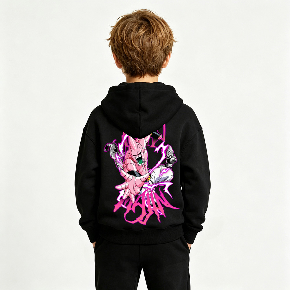 Dragon Ball Anime Graphic Hoodie for Majin Buu Kids Cartoon Print Cotton Tee