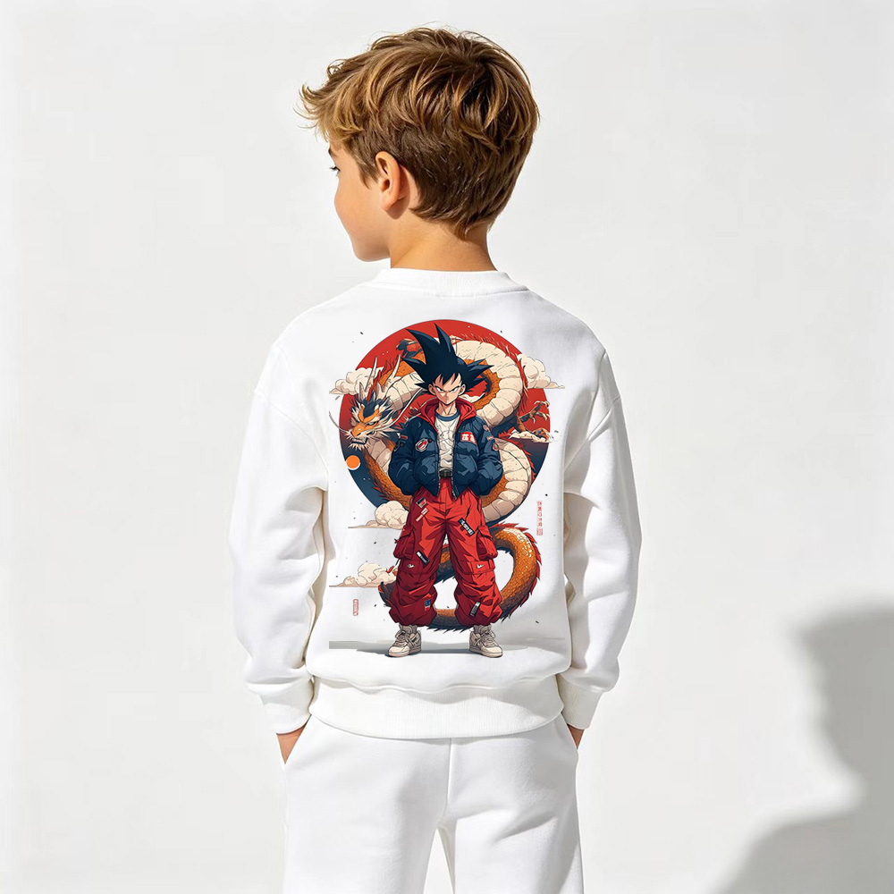 Dragon Ball Anime Graphic Crewneck Sweatshirt for Goku Kids Cartoon Print Cotton Tee