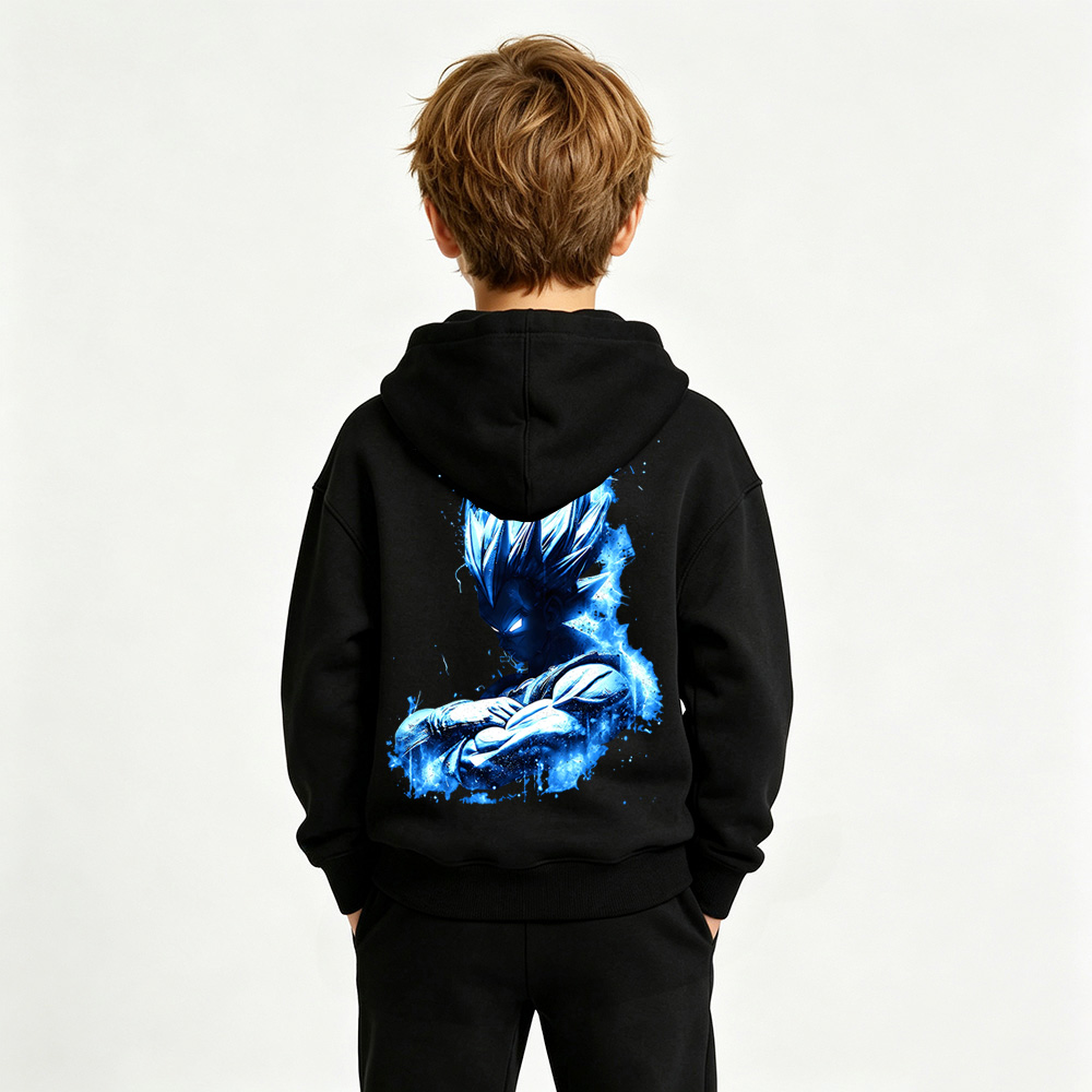 Dragon Ball Anime Graphic Hoodie for Vegeta Kids Cartoon Print Cotton Tee