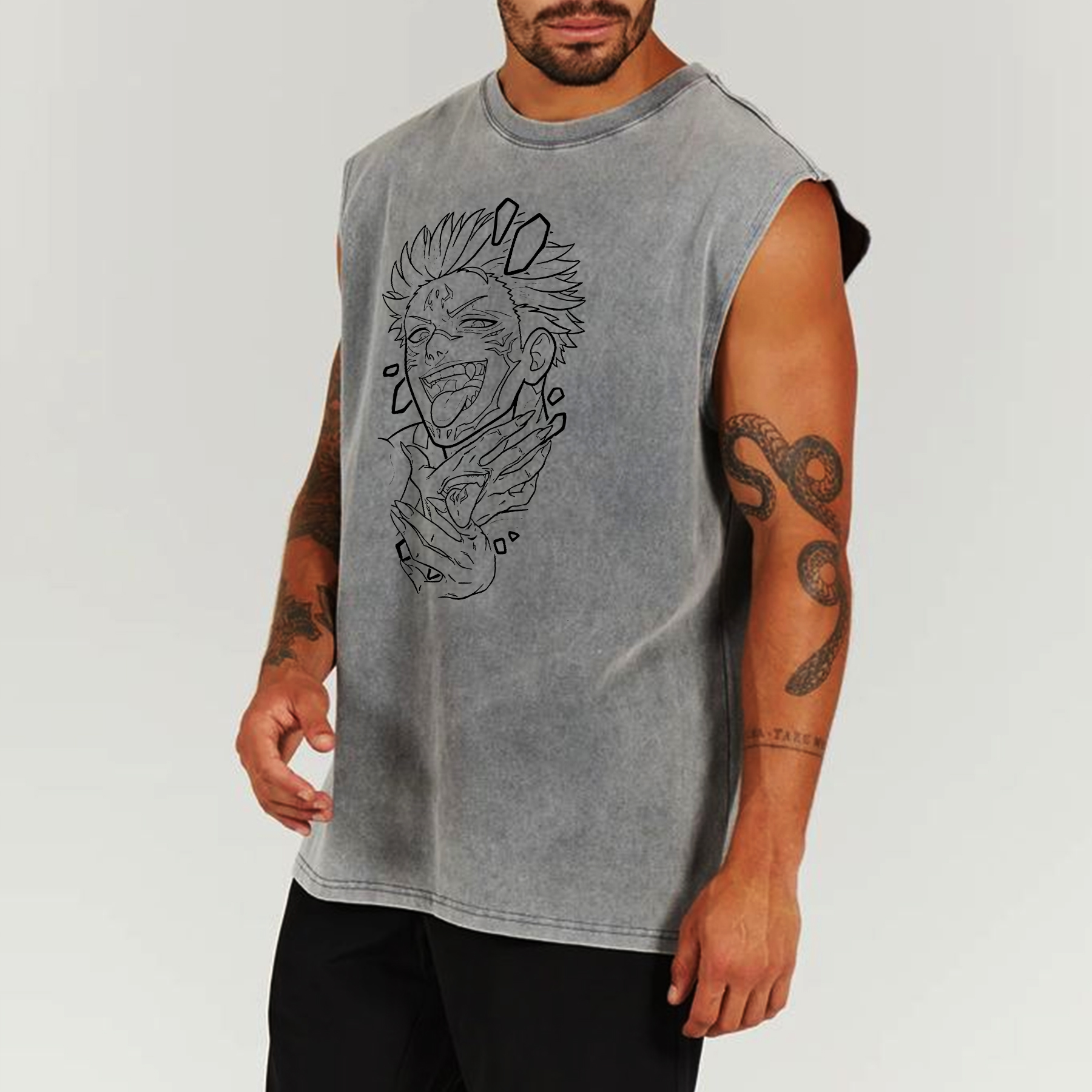 Casual Retro Batik Animation Print Fitness Tank Top-AnimeClothe