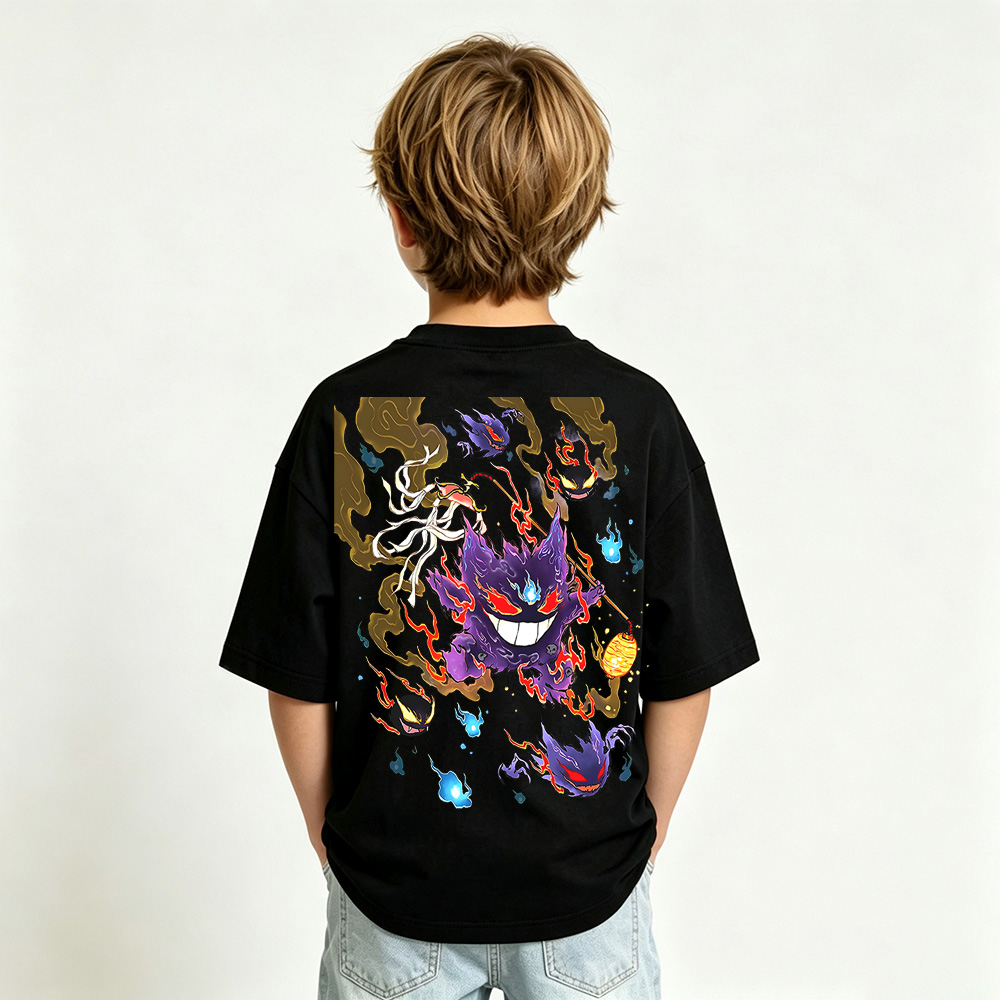 Pokémon Anime Graphic T-Shirt for Gengar Kids Cartoon Print Cotton Tee