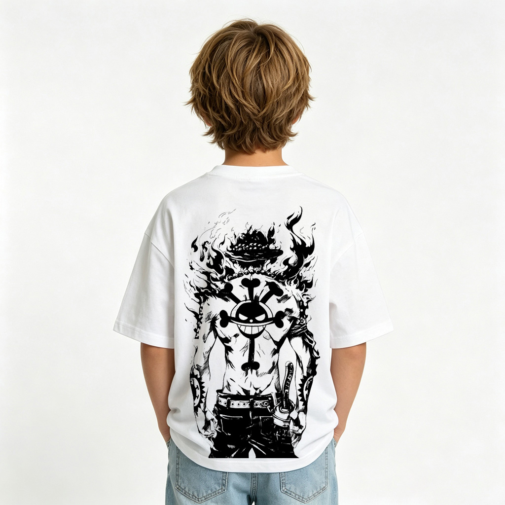 One Piece Anime Graphic T-Shirt for Ace Kids Cartoon Print Cotton Tee