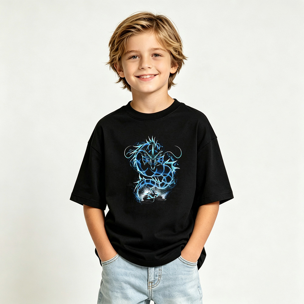 Pokémon Anime Graphic T-Shirt for Mega Charizard X Kids Cartoon Print Cotton Tee