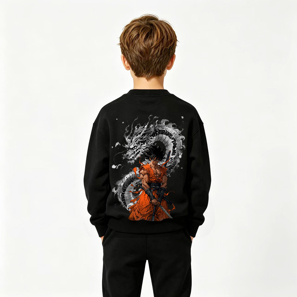 Dragon Ball Anime Graphic Crewneck Sweatshirt for Goku Kids Cartoon Print Cotton Tee