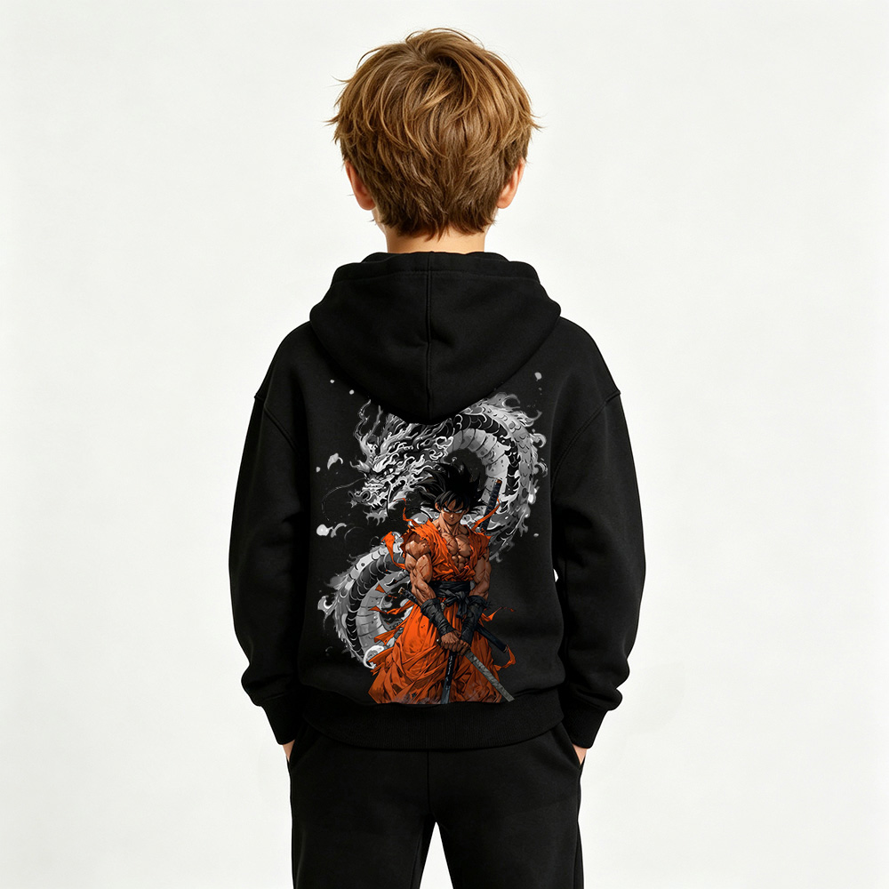 Dragon Ball Anime Graphic Hoodie for Goku Kids Cartoon Print Cotton Tee